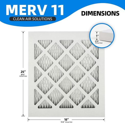 (عبوتان) فلاتر هواء للفرن 18x25x1، MPR 1000-1200 & FPR 7، فلتر هواء مطوي MERV 11 (الحجم الفعلي: 17.5x24.5x0.75 بوصة) in Kuwait
