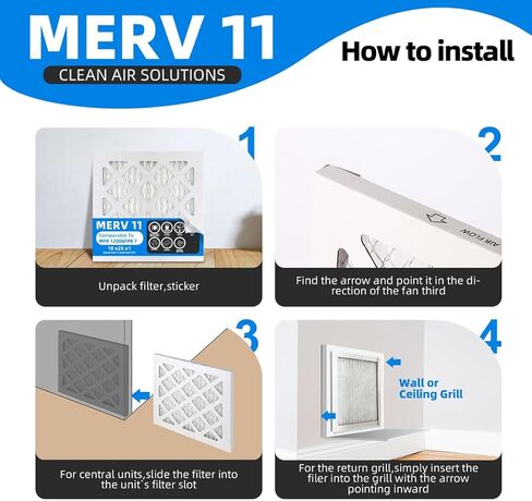 (عبوتان) فلاتر هواء للفرن 18x25x1، MPR 1000-1200 & FPR 7، فلتر هواء مطوي MERV 11 (الحجم الفعلي: 17.5x24.5x0.75 بوصة) in Kuwait