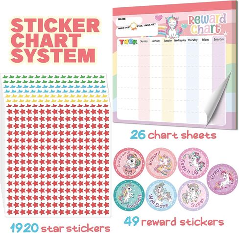 Reward Chart for Kids – Dinosaur Magnetic Kids Behavior Chart, Pad with 26 Chore Charts, 1920 Star Stickers, 49 Incentive Stickers, Responsibility Chart for Kids Boys Toddlers - Kids Chore Chart in Saudi Arabia