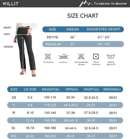 Women's Yoga Dress Pants Bootcut Work Slacks Stretch Office with Belt Loops 4 Pockets 28“/29"/30"/31"/33" in Kuwait