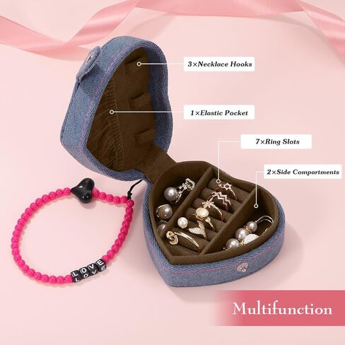 صندوق مجوهرات السفر من إيميبيل مع مرآة، حقيبة مجوهرات صغيرة من جلد البولي يوريثان، منظم مجوهرات السفر للنساء والفتيات، حقيبة سفر صغيرة للمجوهرات للخواتم والأقراط والقلائد والسوار، رمادي داكن in Kuwait