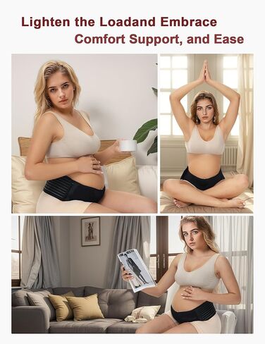 حزام البطن من هوفيش للنساء الحوامل، حزام دعم الأمومة، حزام دعم البطن للحمل - يجب أن يكون الحمل - تخفيف آلام البطن والخصر والظهر والحوض والورك (يتضمن الموسع) (أسود) in Kuwait