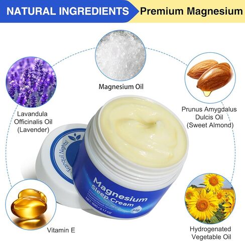 Magnesium Soothing Sleep Cream, Magnesium Skin Muscle & Body Calm Moisturing Butter, Relief for Restless Legs | Muscle Joint Relaxant for Cramps & Pain, Natural Sleep Support(90g) in Kuwait