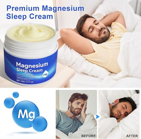 Magnesium Soothing Sleep Cream, Magnesium Skin Muscle & Body Calm Moisturing Butter, Relief for Restless Legs | Muscle Joint Relaxant for Cramps & Pain, Natural Sleep Support(90g) in Kuwait