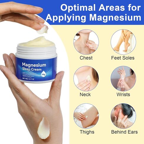 Magnesium Soothing Sleep Cream, Magnesium Skin Muscle & Body Calm Moisturing Butter, Relief for Restless Legs | Muscle Joint Relaxant for Cramps & Pain, Natural Sleep Support(90g) in Kuwait