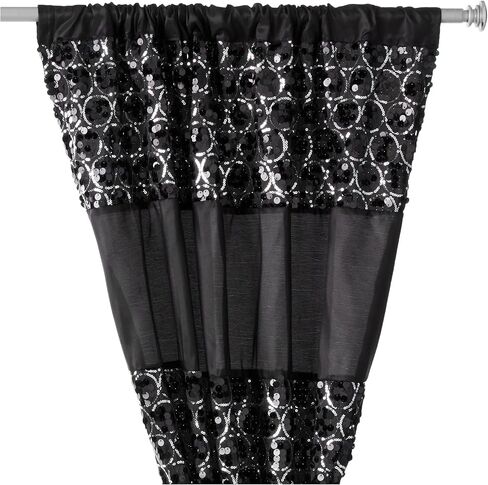 شعبية حمام سيناترا الستار الأسود الكلاسيكية الفاخرة نافذة الستار الديكور المعاصر اللون الأسود تصميم فريد أنيق نافذة الحمام الستار (36 "× 54" لكل منهما) مجموعة من 2 التعادل ديكور بلينغ الفسيفساء in Kuwait