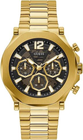 GUESS Mens 46mm Watch - Silver Tone Bracelet Blue Dial Silver Tone Case in Saudi Arabia