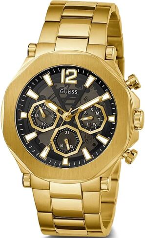 GUESS Mens 46mm Watch - Silver Tone Bracelet Blue Dial Silver Tone Case in Saudi Arabia
