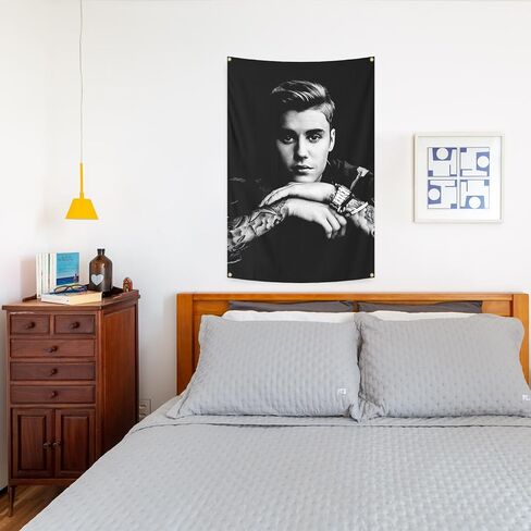 owpIa Funny Tapestry Man Cave Wall Flag Justin Music Singers Wall Hanging Dorm Home Decorations Poster For Bedroom Living Room College Dorm 2x3ft(3) in Saudi Arabia