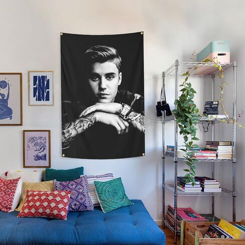 owpIa Funny Tapestry Man Cave Wall Flag Justin Music Singers Wall Hanging Dorm Home Decorations Poster For Bedroom Living Room College Dorm 2x3ft(3) in Saudi Arabia