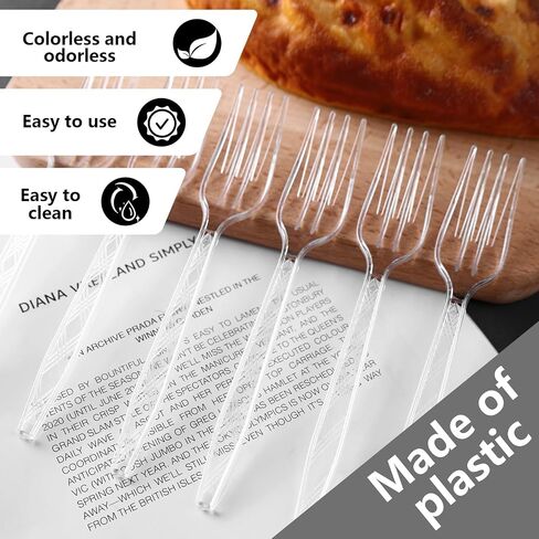 HAKSEN 90PCS Plastic Forks Bulk, Clear Plastic Utensils Heavy Duty Forks Disposable Forks for Party Wedding Camping Picnic in Saudi Arabia