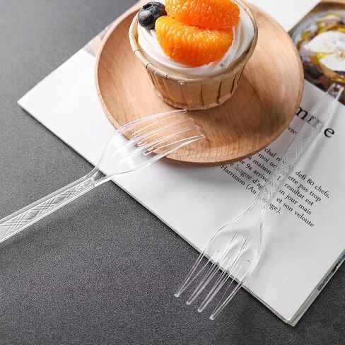 HAKSEN 90PCS Plastic Forks Bulk, Clear Plastic Utensils Heavy Duty Forks Disposable Forks for Party Wedding Camping Picnic in Saudi Arabia