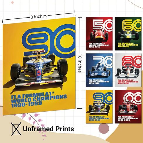 ملصقات F1 لغرفة الأولاد، فن حائط الفورمولا 1، مطبوعات قماشية، ديكور سيارة سباق عتيقة لغرفة نوم الأولاد المراهقين، صور سيارة رياضية رائعة للديكور الجمالي (8 × 10 غير مؤطرة) in Saudi Arabia
