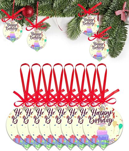 Christmas Ornaments Happy Birthday Cake Christmas Tree Hanging Ornaments Colorful Stripes Balloon Xmas Ornaments Decorations for Christmas Trees Decor Holiday Wedding Party Decor Gifts 3 Inch in Saudi Arabia