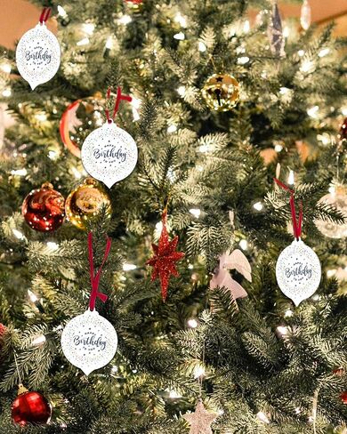 Christmas Ornaments Happy Birthday Cake Christmas Tree Hanging Ornaments Colorful Stripes Balloon Xmas Ornaments Decorations for Christmas Trees Decor Holiday Wedding Party Decor Gifts 3 Inch in Saudi Arabia