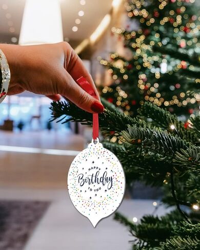 Christmas Ornaments Happy Birthday Cake Christmas Tree Hanging Ornaments Colorful Stripes Balloon Xmas Ornaments Decorations for Christmas Trees Decor Holiday Wedding Party Decor Gifts 3 Inch in Saudi Arabia