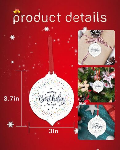 Christmas Ornaments Happy Birthday Cake Christmas Tree Hanging Ornaments Colorful Stripes Balloon Xmas Ornaments Decorations for Christmas Trees Decor Holiday Wedding Party Decor Gifts 3 Inch in Saudi Arabia