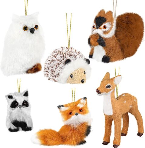 6 Pieces Christmas Hanging Owl Ornament Cute Furry Christmas Fox Ornaments Plush Animal Ornament Woodland Christmas Tree Decoration for Holiday Xmas Tree Home Party Decoration (Owl) in Saudi Arabia