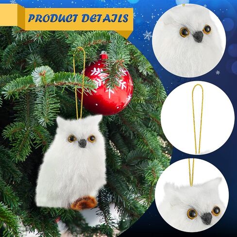 6 Pieces Christmas Hanging Owl Ornament Cute Furry Christmas Fox Ornaments Plush Animal Ornament Woodland Christmas Tree Decoration for Holiday Xmas Tree Home Party Decoration (Owl) in Saudi Arabia