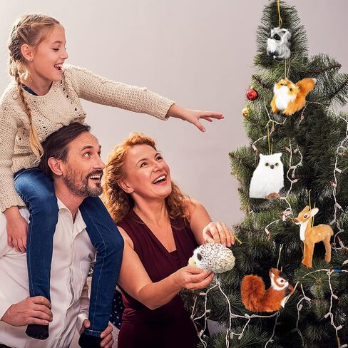 6 Pieces Christmas Hanging Owl Ornament Cute Furry Christmas Fox Ornaments Plush Animal Ornament Woodland Christmas Tree Decoration for Holiday Xmas Tree Home Party Decoration (Owl) in Saudi Arabia