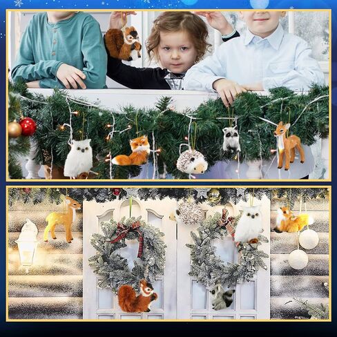 6 Pieces Christmas Hanging Owl Ornament Cute Furry Christmas Fox Ornaments Plush Animal Ornament Woodland Christmas Tree Decoration for Holiday Xmas Tree Home Party Decoration (Owl) in Saudi Arabia