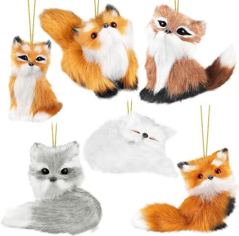 6 Pieces Christmas Hanging Owl Ornament Cute Furry Christmas Fox Ornaments Plush Animal Ornament Woodland Christmas Tree Decoration for Holiday Xmas Tree Home Party Decoration (Owl) in Saudi Arabia