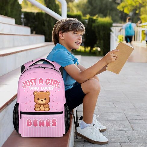 Girls Backpacks for School, Cute Backpack for Kids, Large Capacity Lightweight Bookbag, Pink Daypack for Elementary in Kuwait