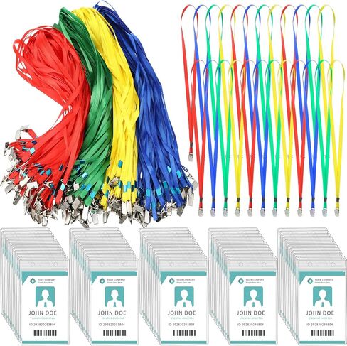 Sherr 400 Pcs Lanyard and ID Badge Holder Clear Waterproof Name Tag Badge Holder Cruise Lanyard with Clip Neck Badge Lanyard in Saudi Arabia