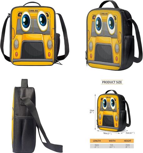 Cartoon School Bus Print Kids Backpack Set with Lunch Box Pencil Case for Boys Girls Elementary Primary Schoolbag Set of 3 Satchel Rucksack Casual Shoulder Bag Daypack in Saudi Arabia