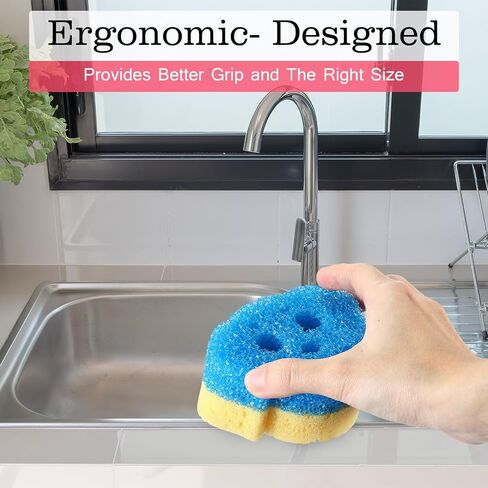 6 قطع إسفنجة تنظيف مزدوجة الجوانب للكلاب، إسفنجة تنظيف لطيفة حساسة لدرجة الحرارة لغسل الأطباق غير قابلة للخدش، إسفنجة تنظيف منزلية متعددة الاستخدامات للمطبخ، 3 ألوان in Saudi Arabia