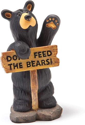 DEMDACO Bearfoots by Jeff Fleming Don't Feed The Bears Mini Black Bear 3 x 2 Hand-cast Resin Figurine Sculpture in Kuwait