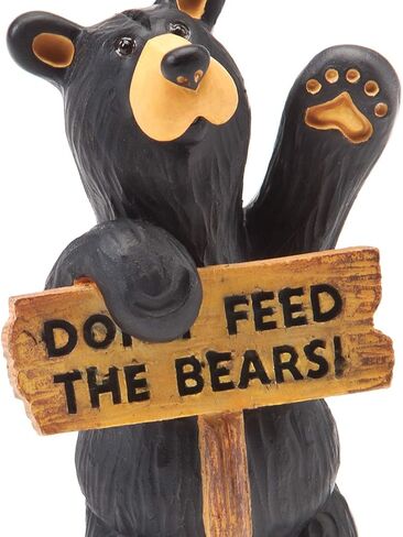 DEMDACO Bearfoots by Jeff Fleming Don't Feed The Bears Mini Black Bear 3 x 2 Hand-cast Resin Figurine Sculpture in Kuwait