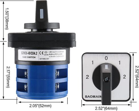 Baomain 660V 40A 5 مواضع 8 محطات تحكم في التحويل مفتاح كاميرا دوار SZW26-40/COA.2 in Saudi Arabia