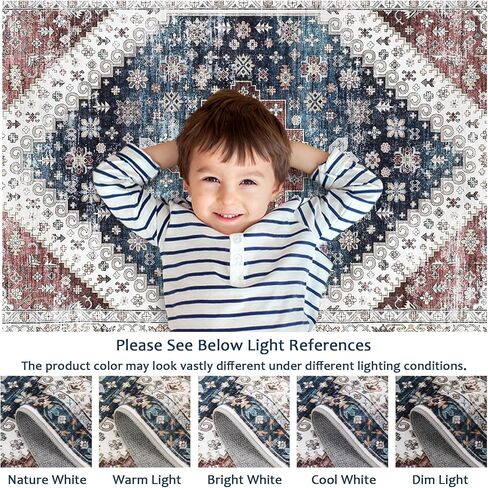 CAROMIO 9x12 Living Room Area Rug Washable Traditional Rug Indoor Non Slip Large Carpet Vintage Distressed Throw Floor Cover Stain Resistant Boho Accent Carpet for Bedroom Home Decor, Orange in Saudi Arabia