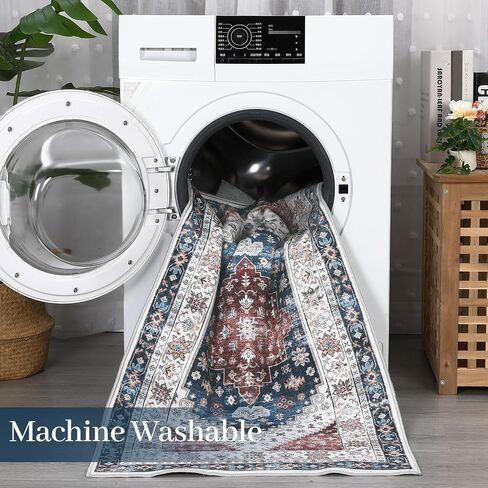 CAROMIO 9x12 Living Room Area Rug Washable Traditional Rug Indoor Non Slip Large Carpet Vintage Distressed Throw Floor Cover Stain Resistant Boho Accent Carpet for Bedroom Home Decor, Orange in Saudi Arabia