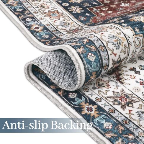 CAROMIO 9x12 Living Room Area Rug Washable Traditional Rug Indoor Non Slip Large Carpet Vintage Distressed Throw Floor Cover Stain Resistant Boho Accent Carpet for Bedroom Home Decor, Orange in Saudi Arabia
