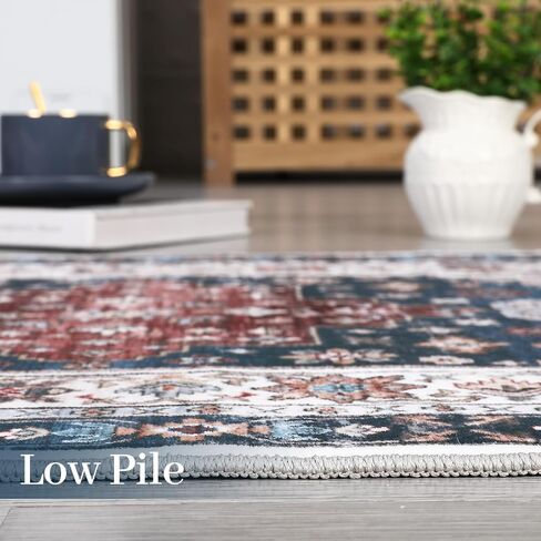 CAROMIO 9x12 Living Room Area Rug Washable Traditional Rug Indoor Non Slip Large Carpet Vintage Distressed Throw Floor Cover Stain Resistant Boho Accent Carpet for Bedroom Home Decor, Orange in Saudi Arabia