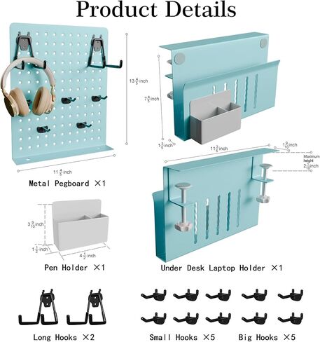 وحدة تخزين جانبية للمكتب، وحدة تخزين تحت المكتب، حامل كمبيوتر محمول مثبت أسفل المكتب، منظم مكتب معلق بدون مثقاب، مع حامل أقلام، حامل تخزين جانبي للمكتب والمنزل (أبيض) in Kuwait