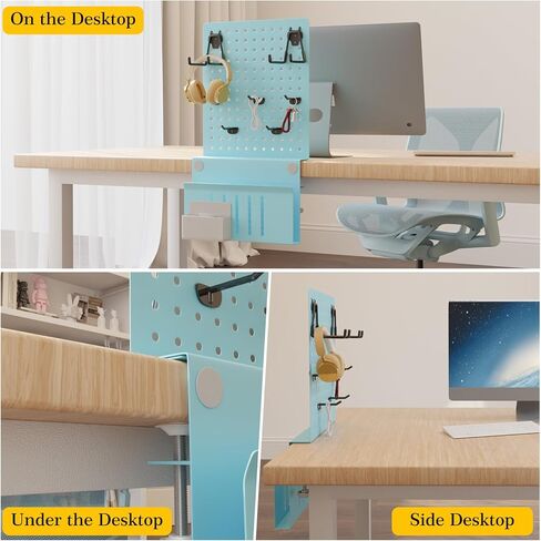 وحدة تخزين جانبية للمكتب، وحدة تخزين تحت المكتب، حامل كمبيوتر محمول مثبت أسفل المكتب، منظم مكتب معلق بدون مثقاب، مع حامل أقلام، حامل تخزين جانبي للمكتب والمنزل (أبيض) in Kuwait