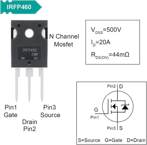 IRFP460N IRFP460 MOSFET Transistors 500V 20A Power MOSFETS Transistor N-Channel TO-247 for Electronic Circuit DIY(6 pcs) in Saudi Arabia