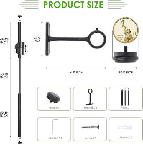 1 Inch Curtain Rods, Curtain Rods for Windows, Brass Curtain Rod, Outdoor Curtain Rod, Curtain Rods for Windows, Black (72" to 144", Black) in Saudi Arabia