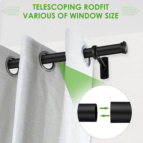 1 Inch Curtain Rods, Curtain Rods for Windows, Brass Curtain Rod, Outdoor Curtain Rod, Curtain Rods for Windows, Black (72" to 144", Black) in Saudi Arabia