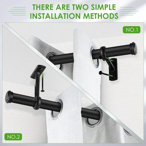 1 Inch Curtain Rods, Curtain Rods for Windows, Brass Curtain Rod, Outdoor Curtain Rod, Curtain Rods for Windows, Black (72" to 144", Black) in Saudi Arabia