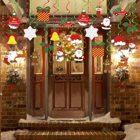 زخارف دوامات معلقة لعيد الميلاد من Tifeson - 36 قطعة من شرائط السقف المعلقة لعيد الميلاد - دوامات ندفة الثلج لرجل الثلج للمنزل في الأماكن المغلقة والخارجية، لوازم ديكور حفلات العطلات in Kuwait