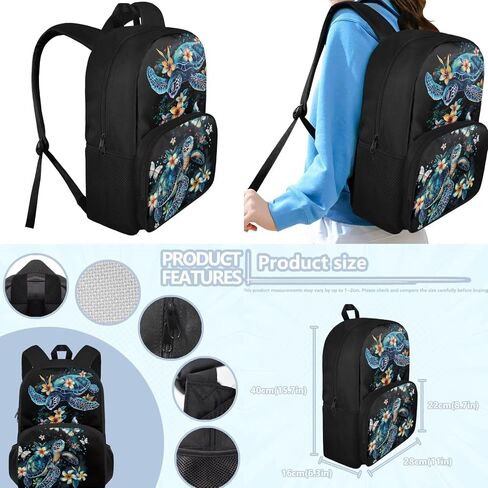 Turtle Preschool Backpack for Girls with Lunch Box Cute Bookbag School Bag Set for Kids Floral Kindergarten Backpack Children Book Bag 15.7 inch Travel Daypack Back Pack in Saudi Arabia
