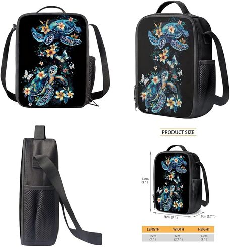 Turtle Preschool Backpack for Girls with Lunch Box Cute Bookbag School Bag Set for Kids Floral Kindergarten Backpack Children Book Bag 15.7 inch Travel Daypack Back Pack in Saudi Arabia