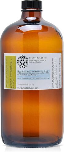 PureC60OliveOil C60 زيت الحبة السوداء العضوي 100 مل / 3.4 أونصة سائلة - 99.95% كربون 60 خالي من المذيبات 80 ملجم - زجاجة كهرمانية - زيت الحبة السوداء كربون 60 - من المنتج العالمي الرائد in Saudi Arabia