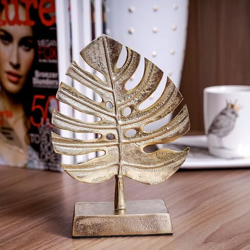 ديكور فني عصري لأوراق النخيل المعدنية النحاسية من MyGift، تمثال نبات Monstera - مصنوع يدويًا في الهند in Saudi Arabia