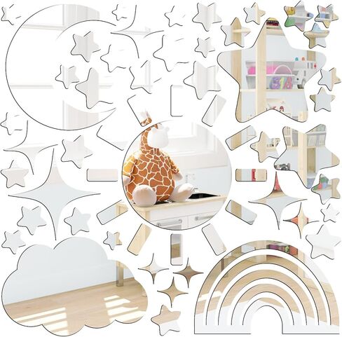 Airplane Cloud Wall Decor 3D Aircraft Acrylic Mirror Wall Stickers Removable Mirror Cloud Wall Stickers Acrylic Plane Wall Decals for Kid Room Playroom Boy Bedroom Nursery Decor in Saudi Arabia