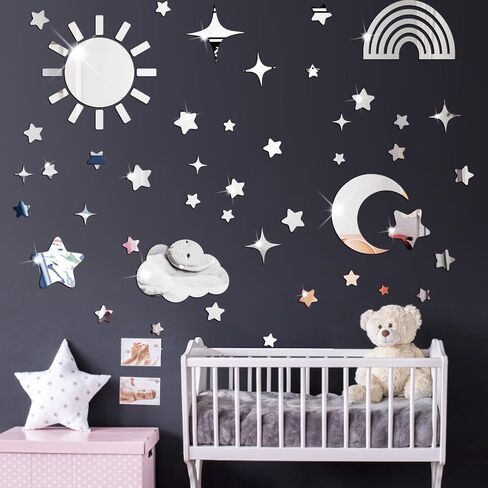Airplane Cloud Wall Decor 3D Aircraft Acrylic Mirror Wall Stickers Removable Mirror Cloud Wall Stickers Acrylic Plane Wall Decals for Kid Room Playroom Boy Bedroom Nursery Decor in Saudi Arabia